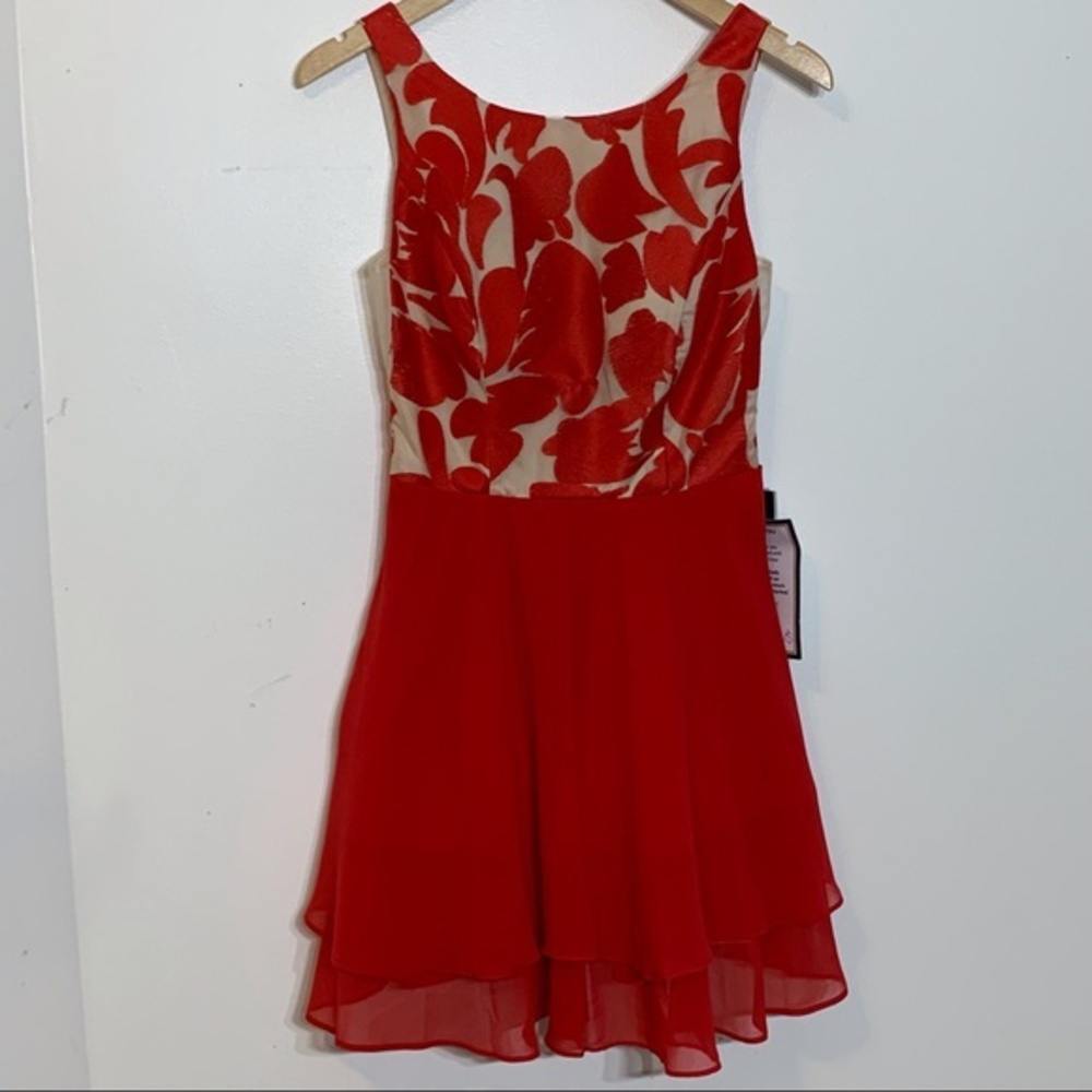 NWT City Studio Red Embroidered Party Social Dress